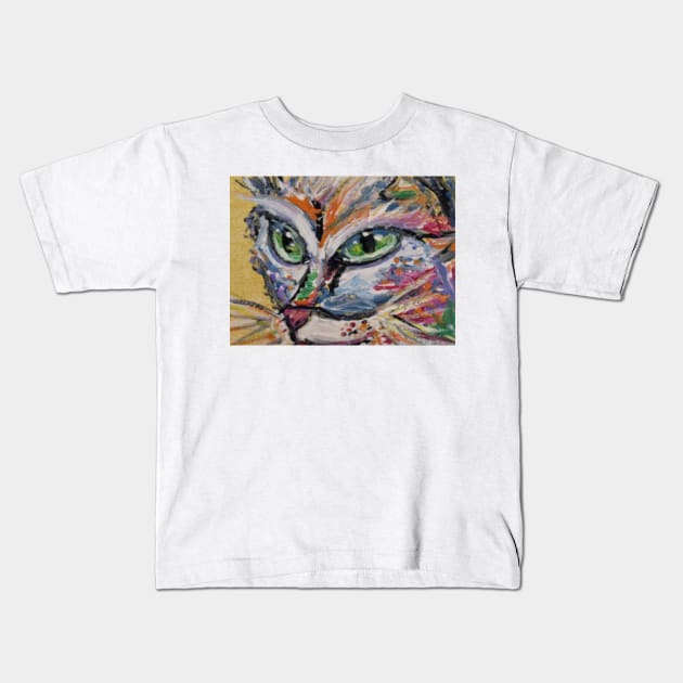 Funky Cat Kids T-Shirt by RainbowStudios